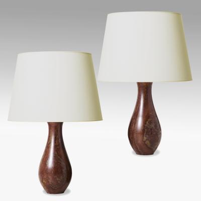 Pair of Swedish Marble Table Lamps