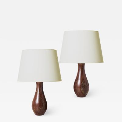 Pair of Swedish Marble Table Lamps