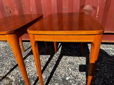 Pair of Swedish Mid Century Modern Mahogany Side Tables