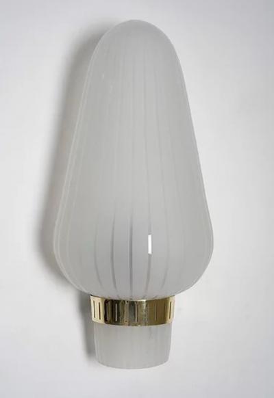 Pair of Swedish Mid Century Wall Lamps in Brass and Glass