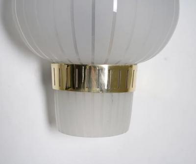 Pair of Swedish Mid Century Wall Lamps in Brass and Glass