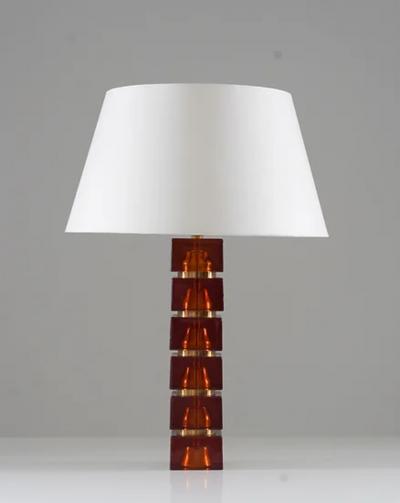Pair of Swedish Mid century Table Lamps in Glass and Brass
