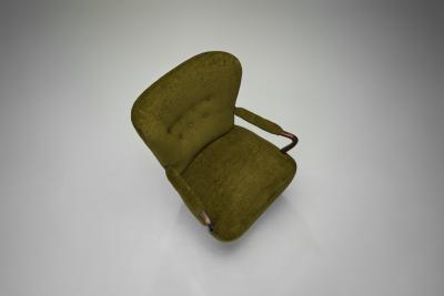 Pair of Swedish Modern Armchairs with Green Upholstery Sweden ca 1940s