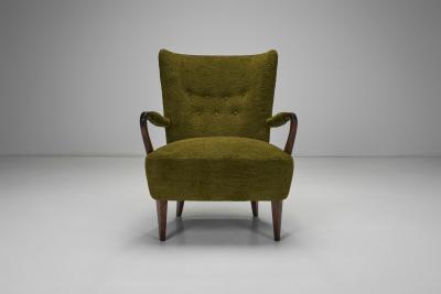 Pair of Swedish Modern Armchairs with Green Upholstery Sweden ca 1940s
