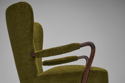 Pair of Swedish Modern Armchairs with Green Upholstery Sweden ca 1940s