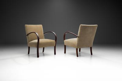Pair of Swedish Modern Beech Armchairs Sweden circa 1940s