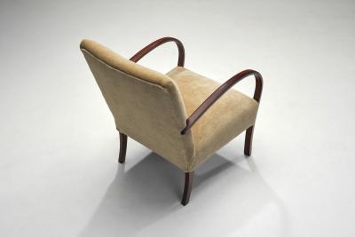 Pair of Swedish Modern Beech Armchairs Sweden circa 1940s