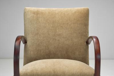 Pair of Swedish Modern Beech Armchairs Sweden circa 1940s