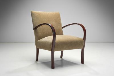 Pair of Swedish Modern Beech Armchairs Sweden circa 1940s