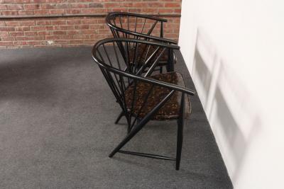 Pair of Swedish Modern Ebonized Beechwood Sunfeather Arm Chairs by Sonna Rosen