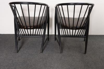 Pair of Swedish Modern Ebonized Beechwood Sunfeather Arm Chairs by Sonna Rosen