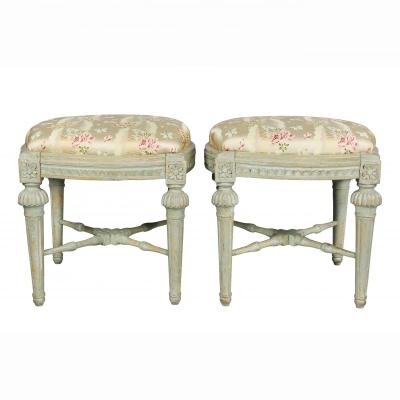 Pair of Swedish Neoclassic Painted Footstools