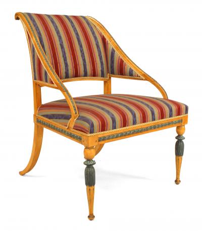 Pair of Swedish Neoclassic Striped Arm Chairs