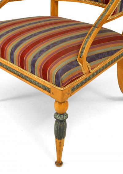 Pair of Swedish Neoclassic Striped Arm Chairs