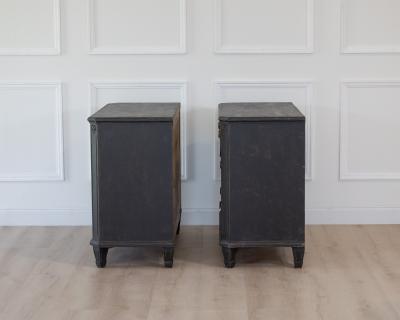 Pair of Swedish Neoclassical Black Painted Chests of Drawers 20th Century