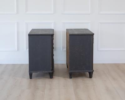Pair of Swedish Neoclassical Black Painted Chests of Drawers 20th Century