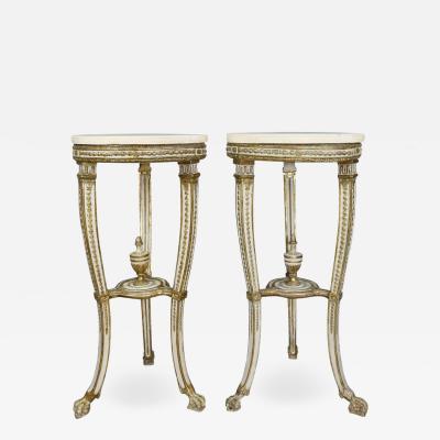 Pair of Swedish Neoclassical Giltwood and Painted Torchere