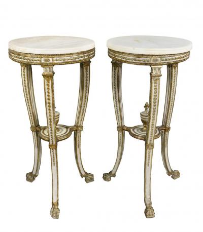 Pair of Swedish Neoclassical Giltwood and Painted Torchere