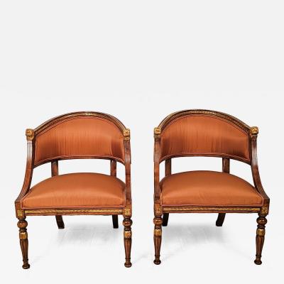 Pair of Swedish Neoclassical Gustavian Style Klismos Chairs 1920