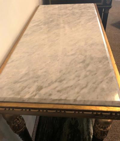 Pair of Swedish Neoclassical Style Marble Top Consoles