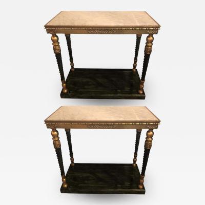 Pair of Swedish Neoclassical Style Marble Top Consoles