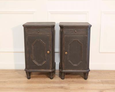 Pair of Swedish Nightstands in Black Paint Circa 1880