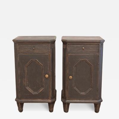 Pair of Swedish Nightstands in Black Paint Circa 1880