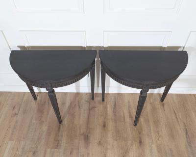 Pair of Swedish Painted Demi Lune Consoles ca 1880