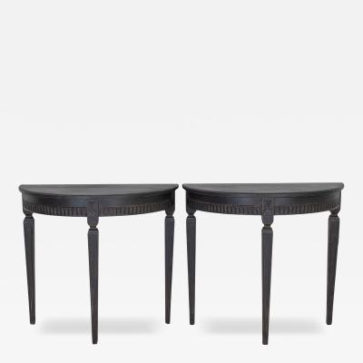 Pair of Swedish Painted Demi Lune Consoles ca 1880