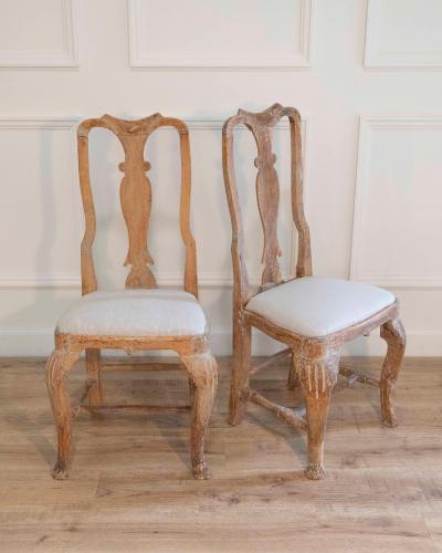 Pair of Swedish Rococo Chairs with Traces of Original Paint Circa 1770