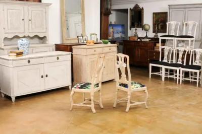 Pair of Swedish Rococo Period 18th Century Side Chairs with Carved Splats