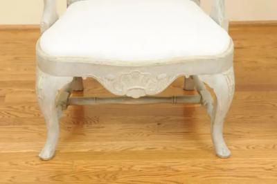 Pair of Swedish Rococo Style 1890s Painted Wood Armchairs