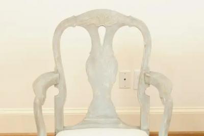 Pair of Swedish Rococo Style 1890s Painted Wood Armchairs