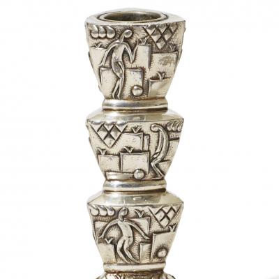 Pair of Swedish Silvered Art Deco Candlesticks