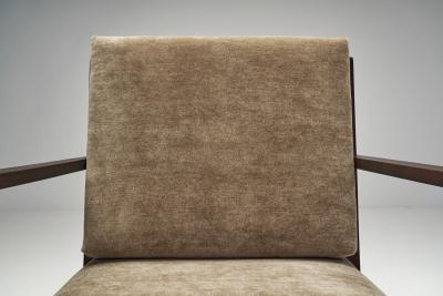 Pair of Swedish Upholstered Armchairs with Curved Armrests Sweden 1930s