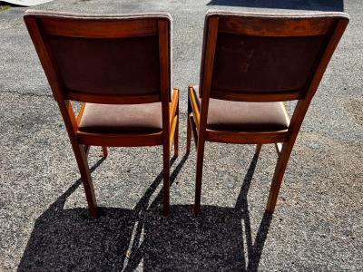 Pair of Swedish Velour Upholstered Teak Dining Side Chairs