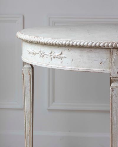 Pair of Swedish White Demi Lune Tables circa 1920s