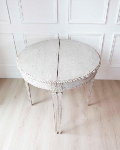 Pair of Swedish White Demi Lune Tables circa 1920s