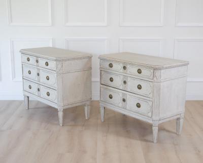 Pair of Swedish White Painted Chests of Drawers circa 1920