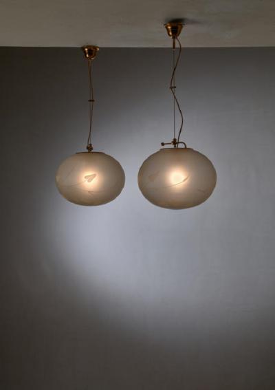 Pair of Swedish adjustable pendants with floral motif