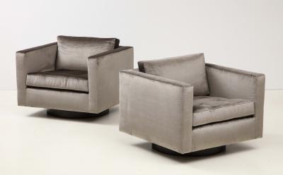 Pair of Swivel Cube Lounge Chairs by Harvey Probber