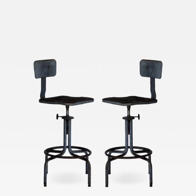 Pair of Swiveling Workshop Bar Stools