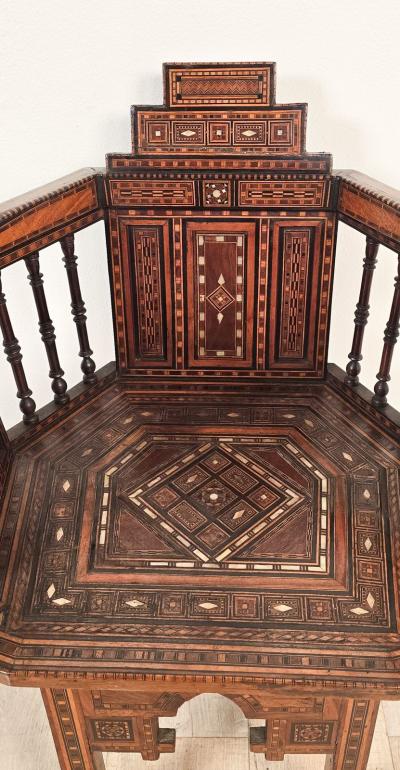 Pair of Syrian Shell Inlaid Hall Chairs circa 1960