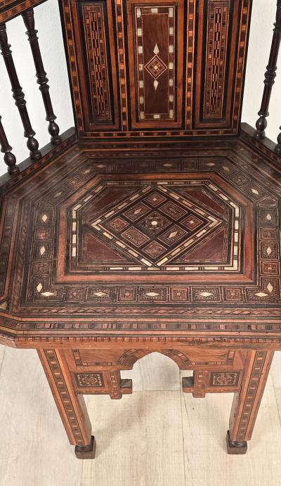 Pair of Syrian Shell Inlaid Hall Chairs circa 1960
