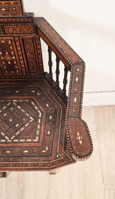 Pair of Syrian Shell Inlaid Hall Chairs circa 1960