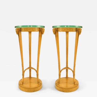 Pair of T H ROBSJOHN GIBBINGS Art Moderne Sycamore Pedestals