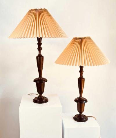 Pair of Table Lamps with Pleated Shades Brazil 1950s 