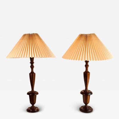 Pair of Table Lamps with Pleated Shades Brazil 1950s 