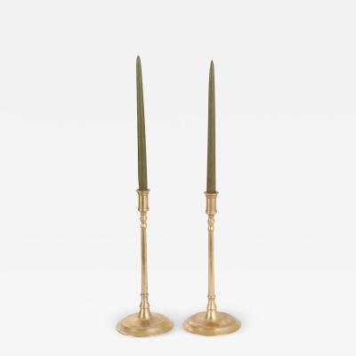 Pair of Tall 19th Century Brass Candle Holders