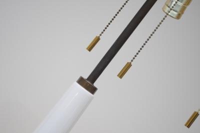 Pair of Tall American Modernist White Porcelain and Brass Tables Lamps
